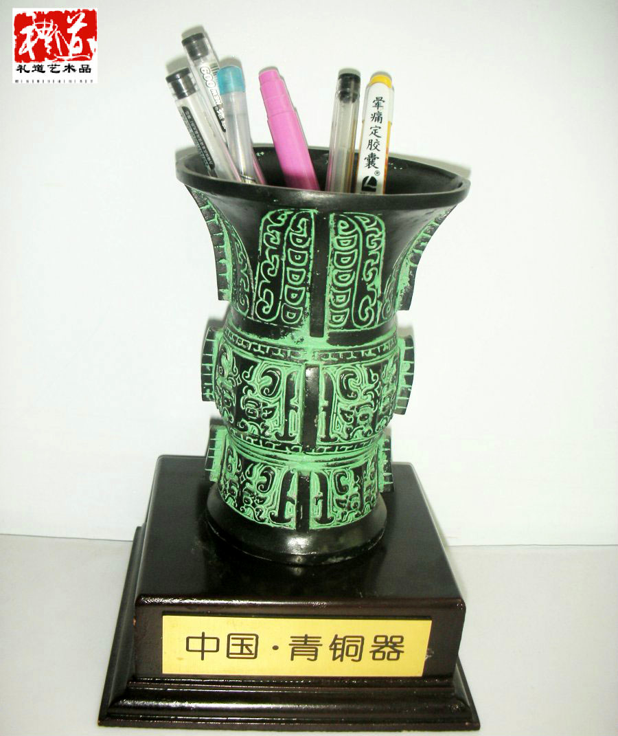 郑州仿古青铜器金属笔筒觚摆件