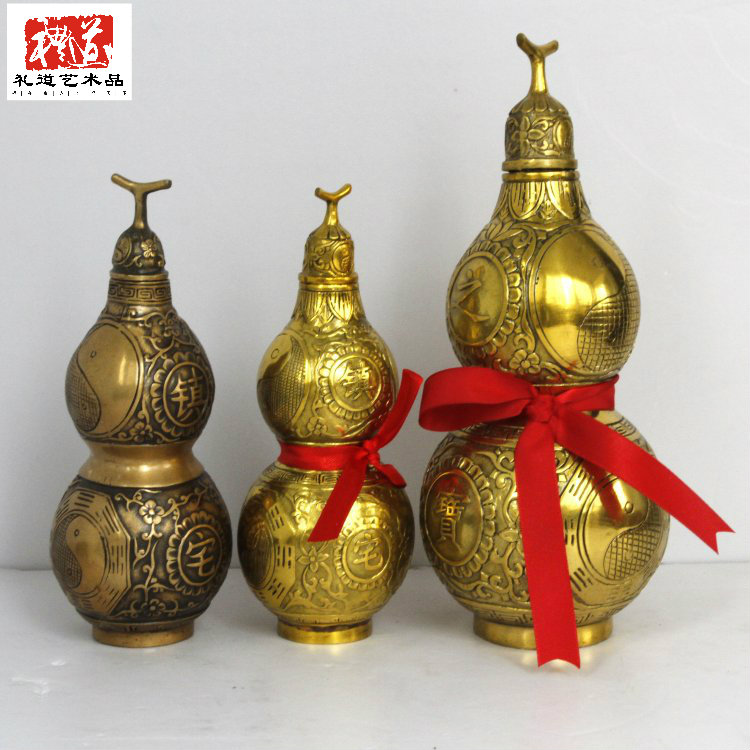 郑州铜葫芦的风水作用带纹饰纯铜摆件居家装饰
